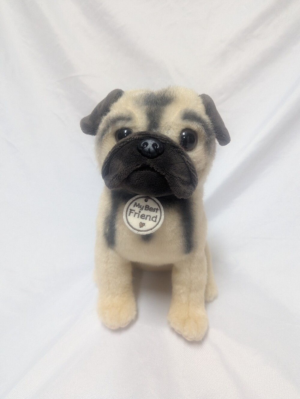 Hallmark My Best Friend Realistic Sitting Pug Dog Puppy Plush Stuffed Animal 10"